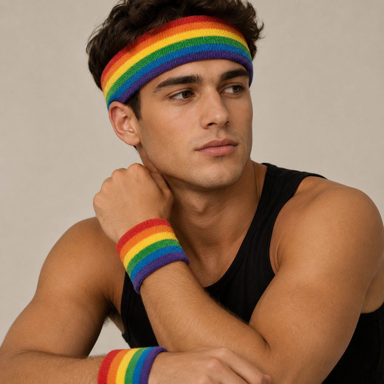 Rainbow Pride Headband/Wristbands – Solo or Set | Cotton & Polyester | Unisex