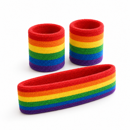 Rainbow Pride Headband/Wristbands – Solo or Set | Cotton & Polyester | Unisex