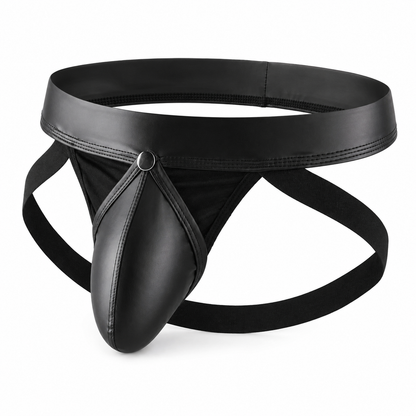 Faux Leather Jockstrap with Removable Front – Black | M–2XL | Faux Leather
