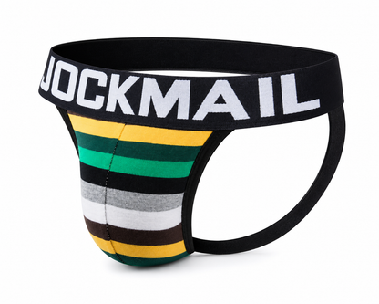 Rainbow Waistband Jockstrap – Black, Blue & Red | M–2XL | Cotton & Lycra