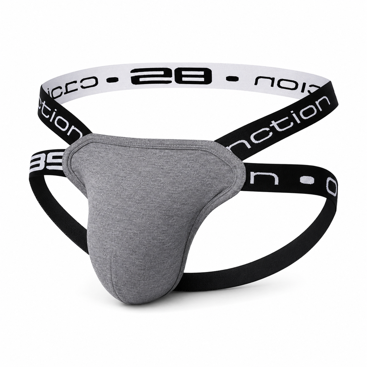 Caution Jockstrap – Black, White & Gray | M–2XL | Cotton & Lycra