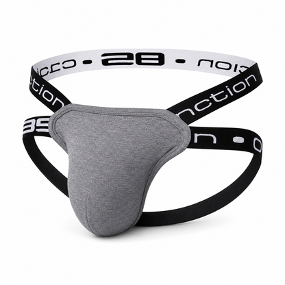 Caution Jockstrap – Black, White & Gray | M–2XL | Cotton & Lycra