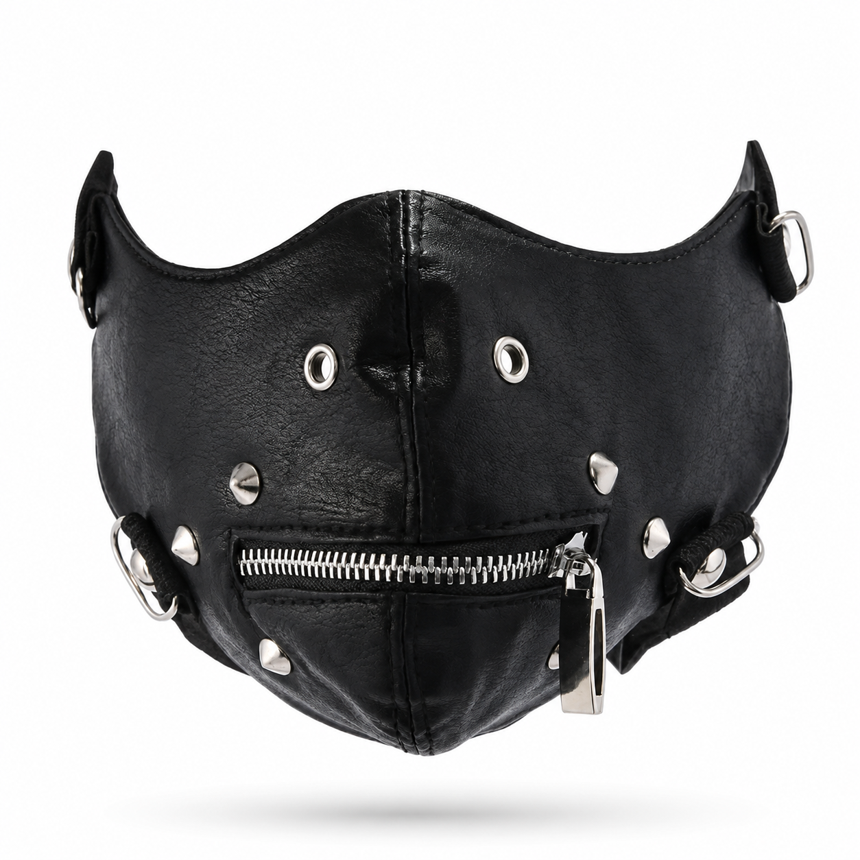 Punk Spike Mask – Black | One Size | PU Leather & Metal Rivets