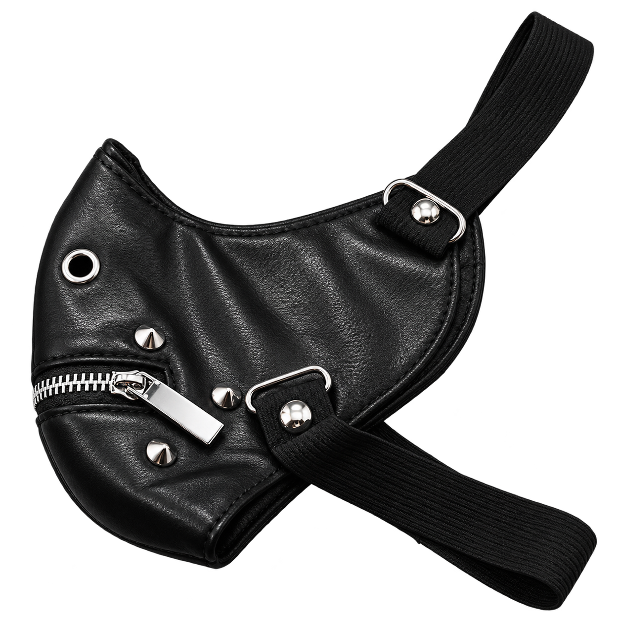Punk Spike Mask – Black | One Size | PU Leather & Metal Rivets