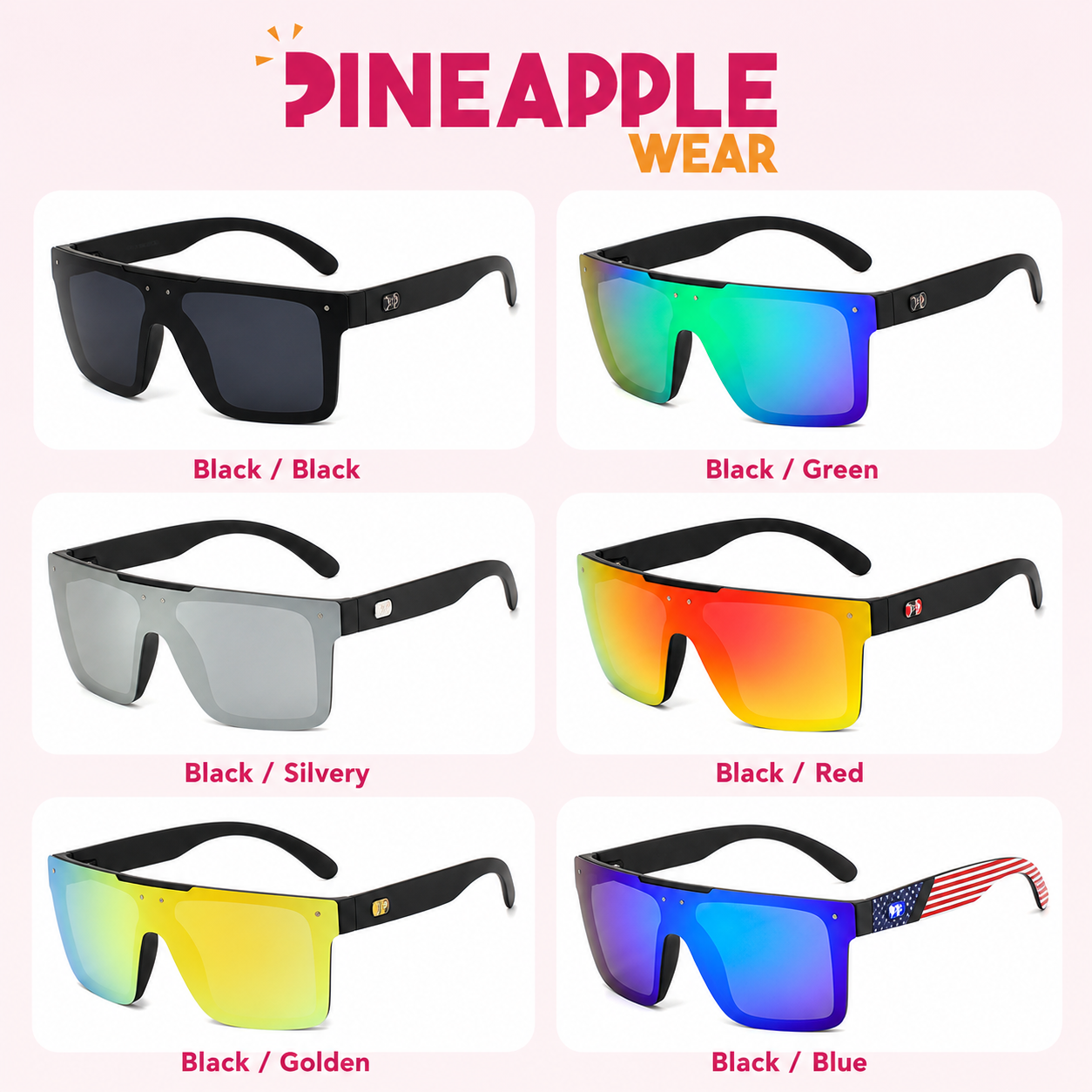 Rimless Square Sunglasses – 6 Colours | One Size | Polycarbonate