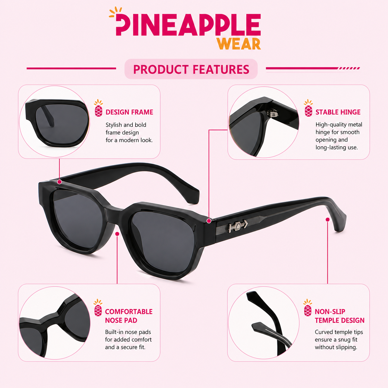 Thick Frame Retro Sunglasses – 4 Colours | One Size | Plastic