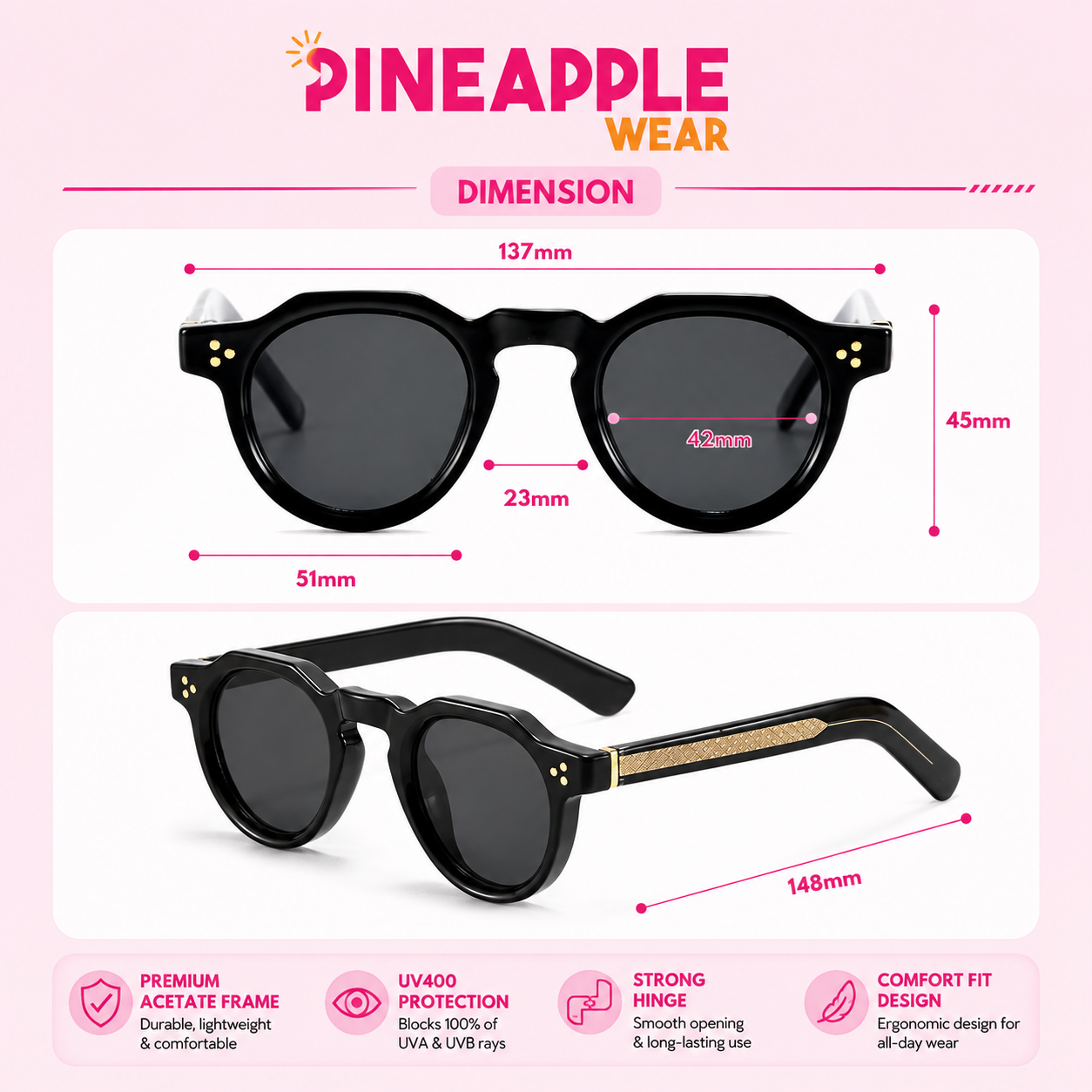 Retro Round Sunglasses – 6 Colours | One Size | Plastic