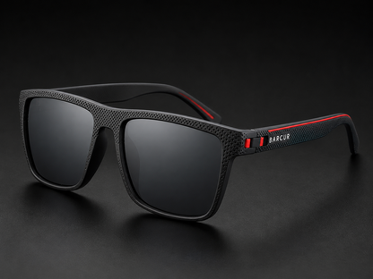 Polarised Rectangle Sports Sunglasses – Black Gray | One Size | TR-90 & TAC
