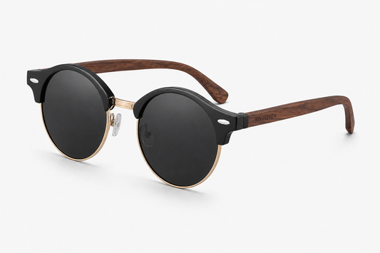 Polarised Round Wooden Sunglasses – 6 Colours | One Size | Plastic & Polycarbonate