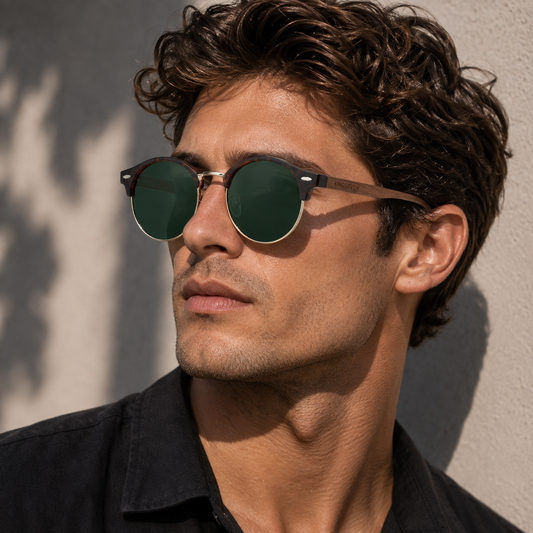 Polarised Round Wooden Sunglasses – 6 Colours | One Size | Plastic & Polycarbonate