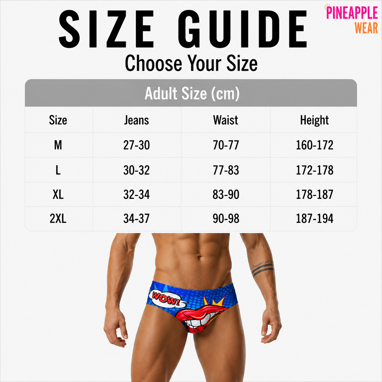 Star Print Swim Brief – With or Without Pad | M–2XL | Polyester & Elastane