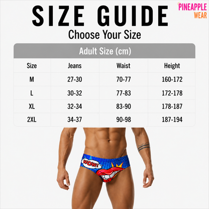 Star Print Swim Brief – With or Without Pad | M–2XL | Polyester & Elastane