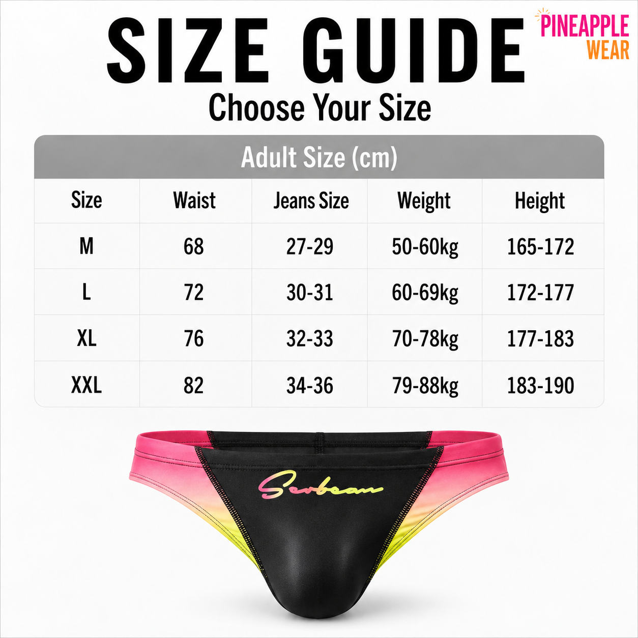 Gradient Swim Brief – 4 Colours | M–2XL | Polyester & Spandex