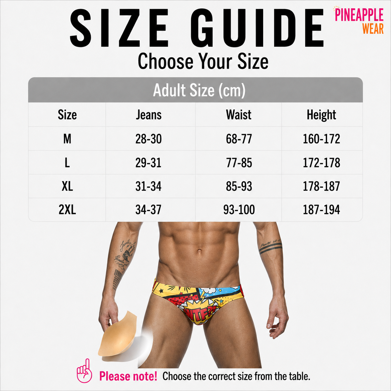 Cartoon Print Swim Brief – 16 Colours | M–2XL | Polyester & Elastane