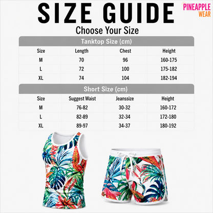Floral Set – Matching Tank Top & Swim Trunks | M–XL
