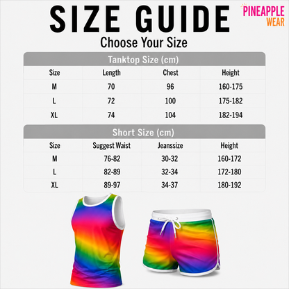 Rainbow Pride Set – Matching Tank Top & Swim Trunks | M–XL