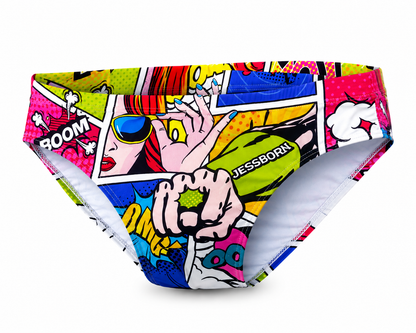 Cartoon Print Swim Brief – With or Without Pad | M–2XL | Polyester & Elastane