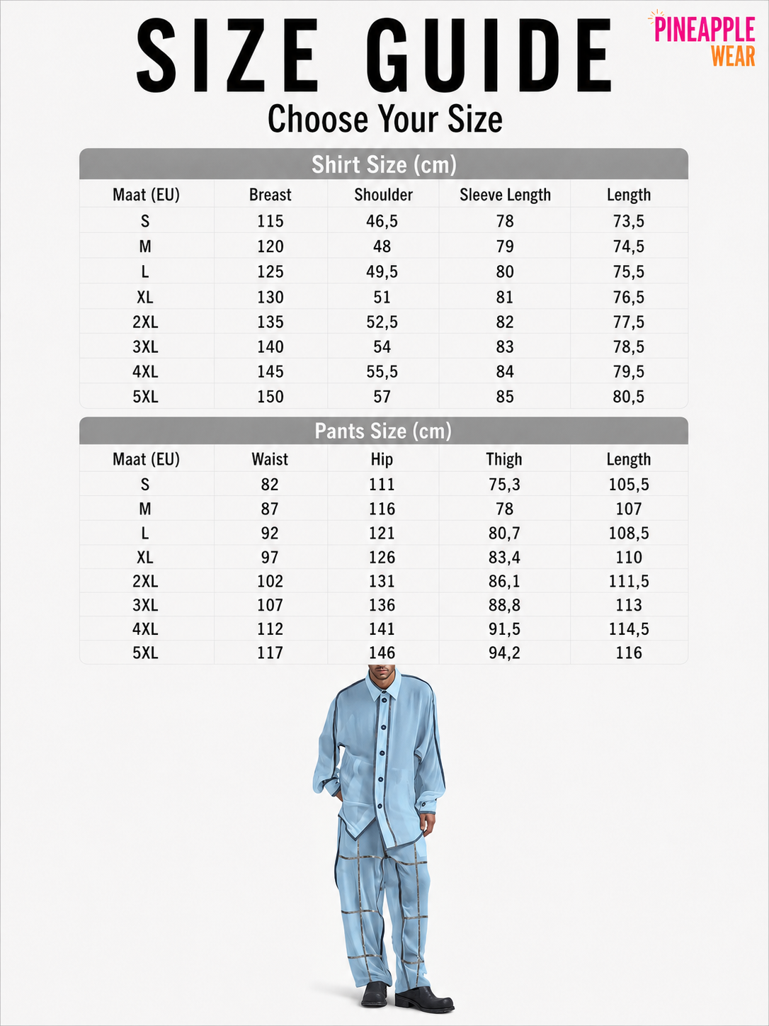 INCERUN Men's See-Through Patchwork Set – White & Blue | S–5XL | 100% Polyester