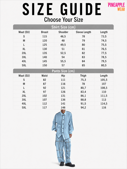 INCERUN Men's See-Through Patchwork Set – White & Blue | S–5XL | 100% Polyester