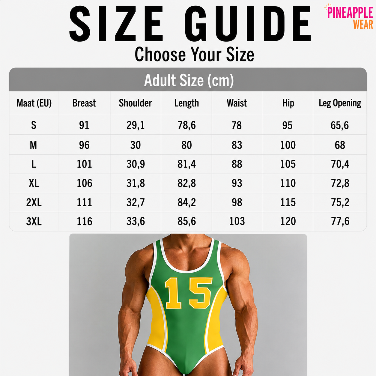 Printed Sleeveless Bodysuit – Green, Yellow & Red | S–3XL | Polyester & Spandex