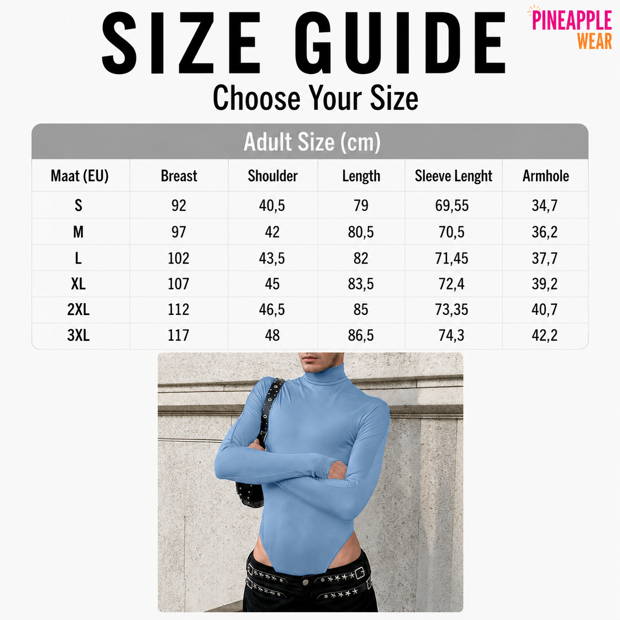 INCERUN Solid Long Sleeve Bodysuit – Blue & Black | S–3XL | Polyester & Spandex