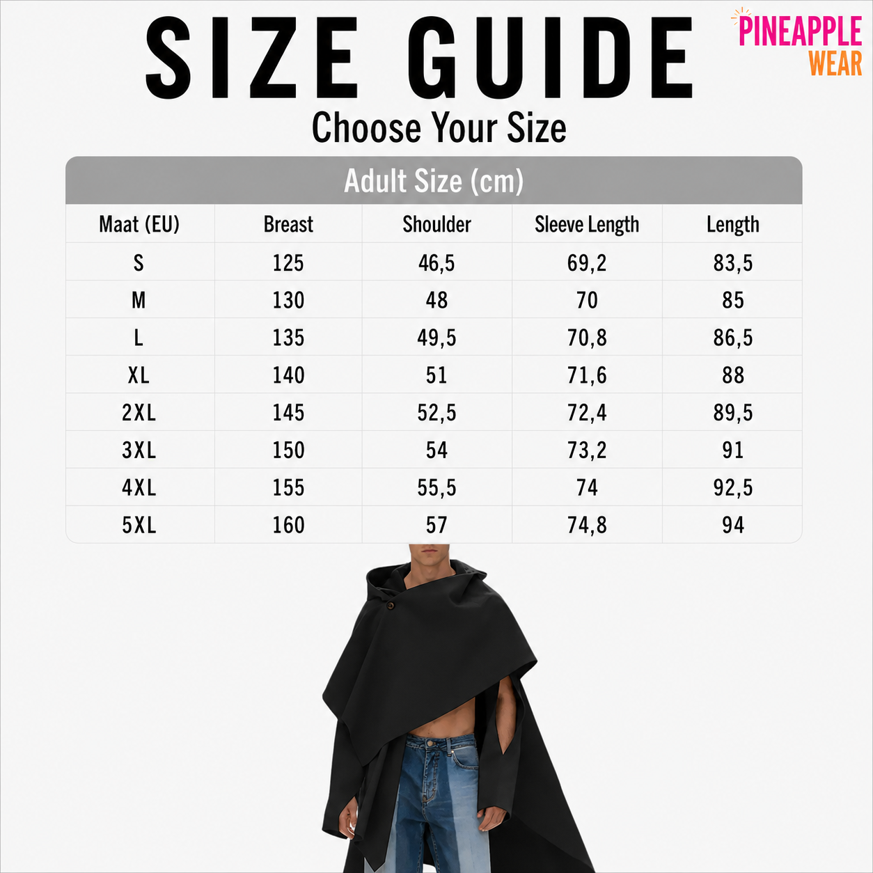 INCERUN Hooded Hollow-Out Cloak Cape – 3 Colours | S–5XL | 100% Polyester