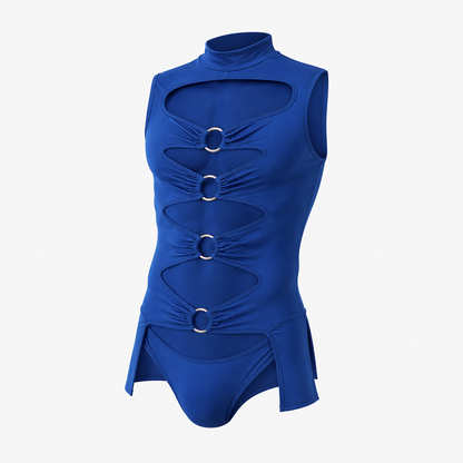 Turtleneck Hollow-Out Sleeveless Bodysuit – 3 Colours | S–5XL | Polyester & Spandex