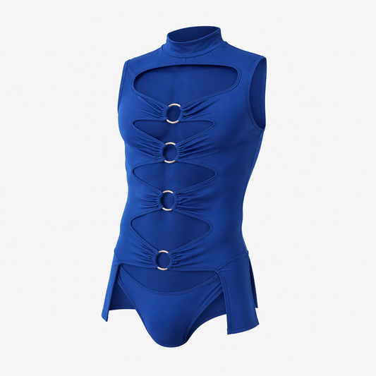 Turtleneck Hollow-Out Sleeveless Bodysuit – 3 Colours | S–5XL | Polyester & Spandex