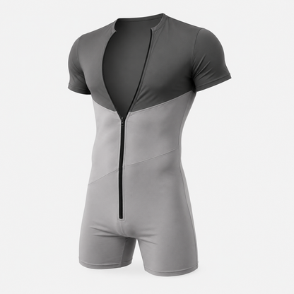 Colour-Block Zip Bodysuit – 3 Colours | S–3XL | Polyester & Elastane