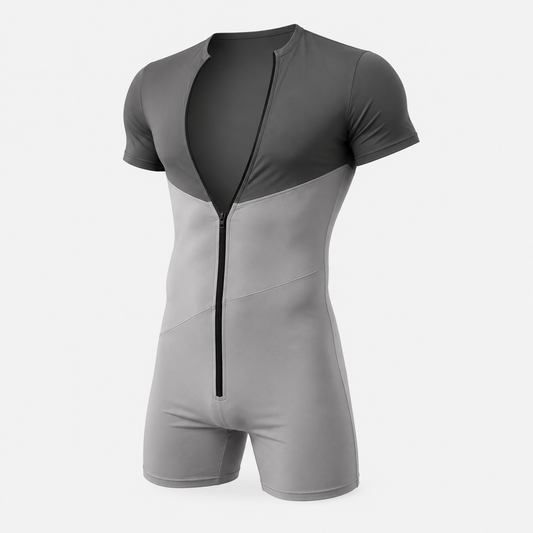 Colour-Block Zip Bodysuit – 3 Colours | S–3XL | Polyester & Elastane