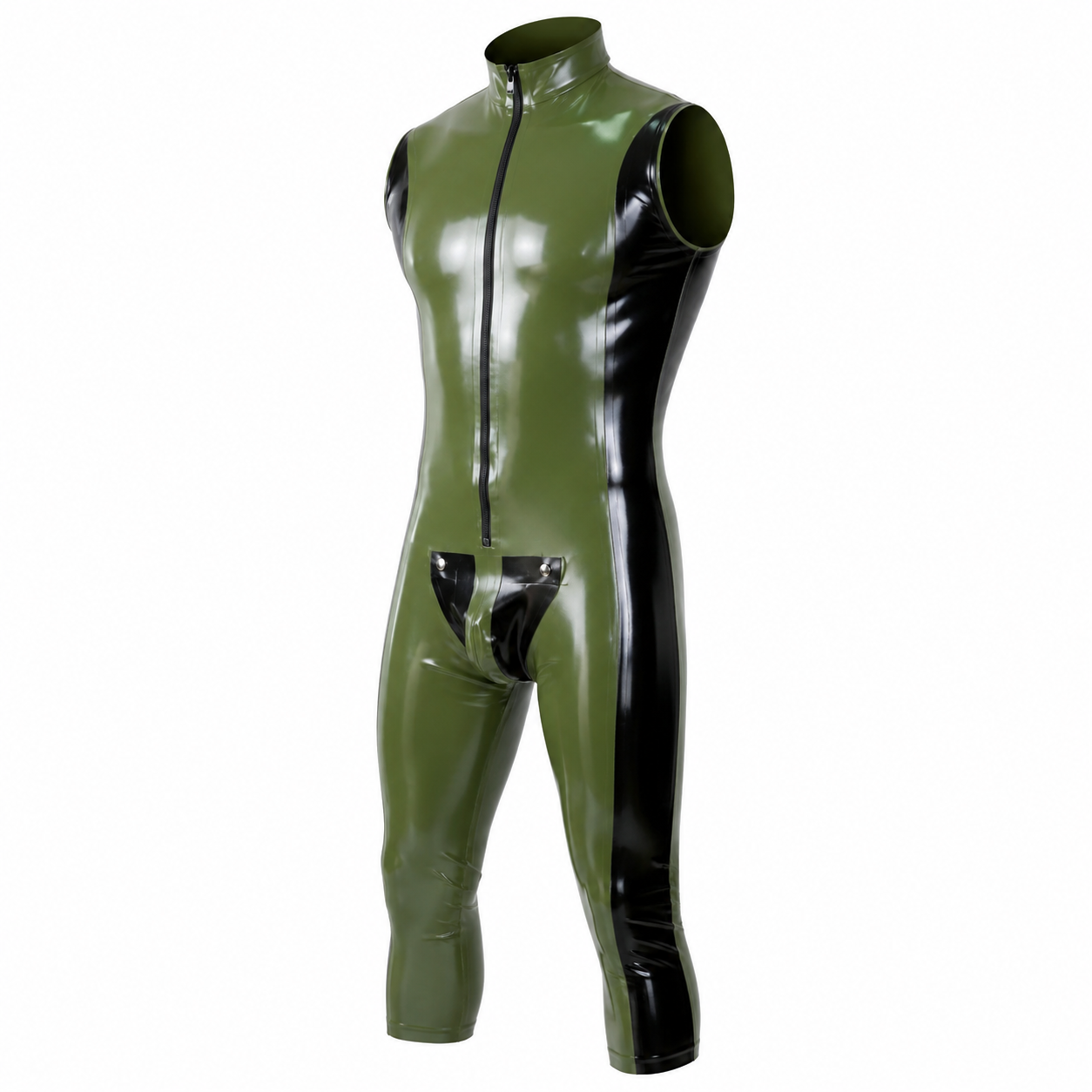 Handmade Sleeveless Latex Catsuit – Removable Codpiece & Back Zip | XS–2XL + Custom | 0.4mm Latex