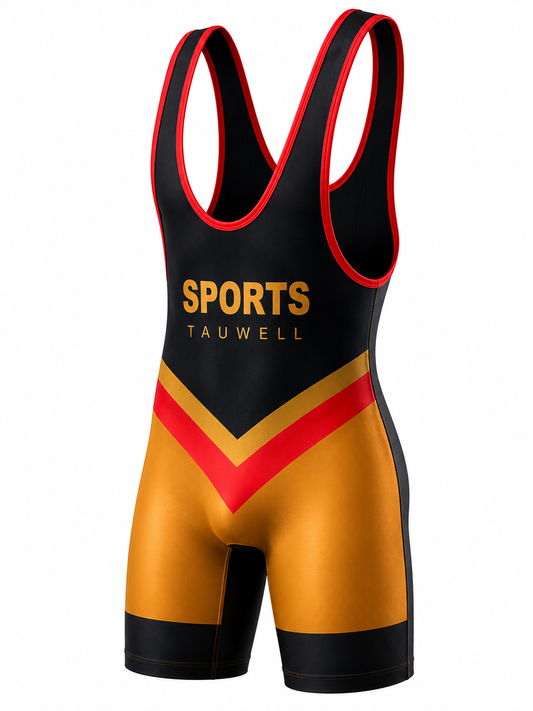 Wrestling Suit – Black, Blue & Cyan | M–2XL | Polyester & Lycra