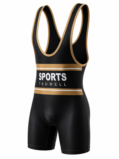 Wrestling Suit – Black, Green & Grey | M–2XL | Polyester & Lycra