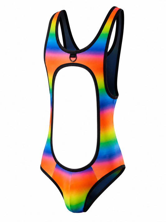 Gymnastics Bodysuit – Black, White, Yellow & Green | M–2XL | Nylon & Lycra