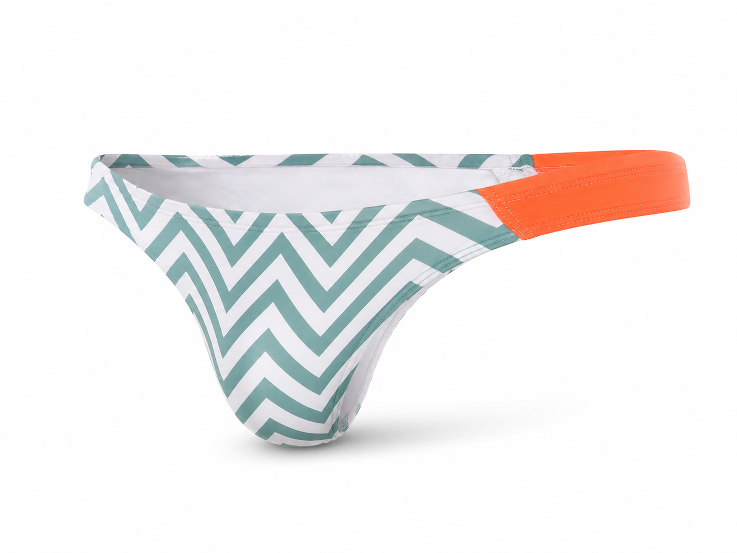 Swim Thong – Orange, Green & Striped | S–XL | Polyester & Nylon