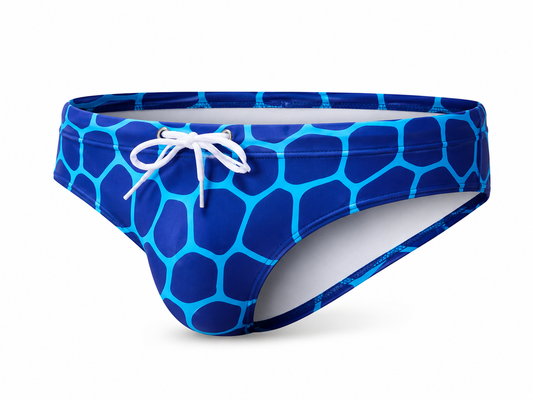 Rhombus Swimbrief – Black, Sky Blue & Purple | M–2XL | Nylon & Polyester