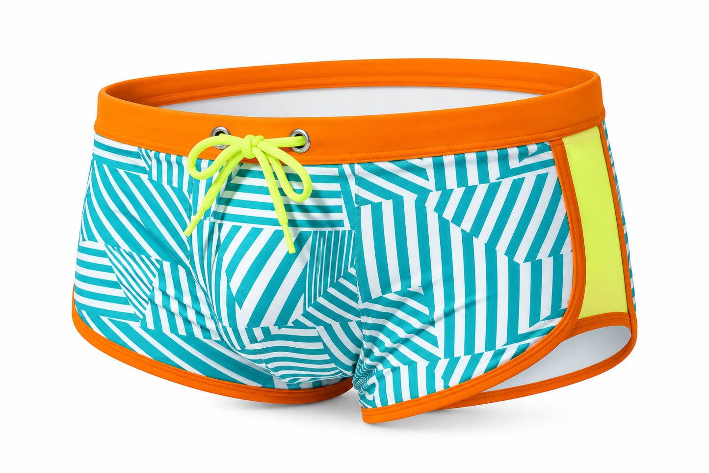 Maze Swim Boxerbrief – Yellow, Pink & Orange | M–2XL | Nylon & Lycra