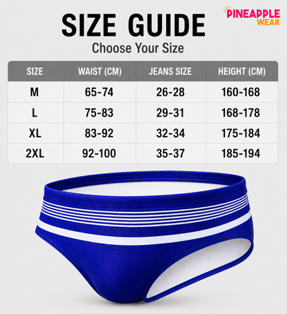 Bars Swimbrief – Blue & Red | M–2XL | Polyamide & Lycra