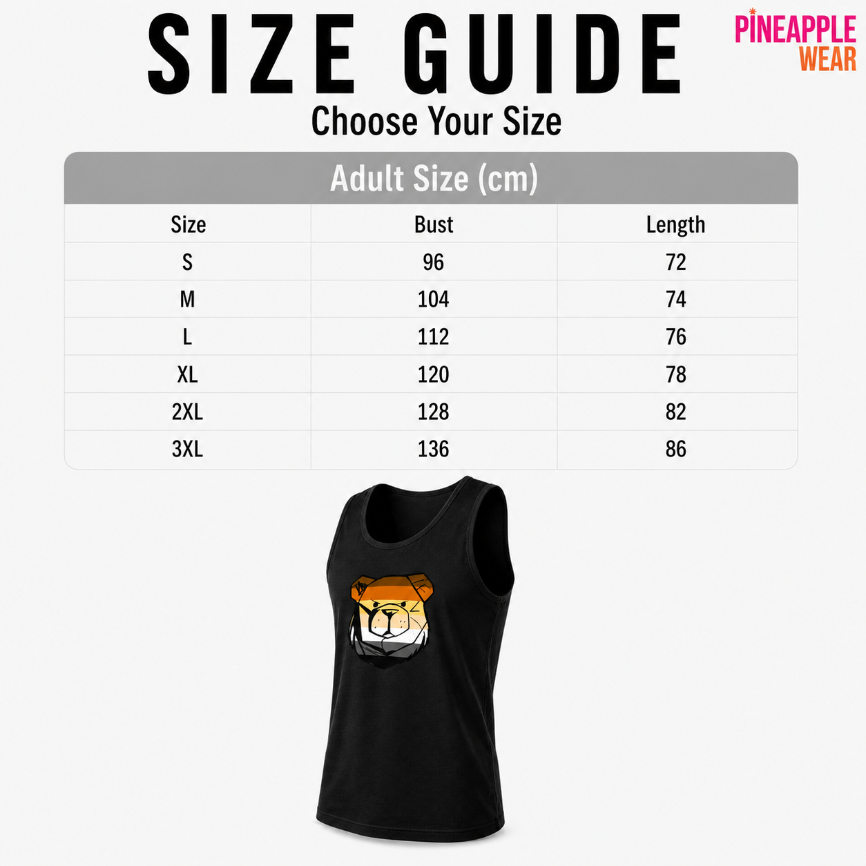 Bear Pride Flag Tank Top – 6 Sizes | 100% Cotton | Black