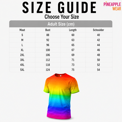Rainbow Stripe 3D Print T-Shirt – Horzontal | S–5XL | Polyester
