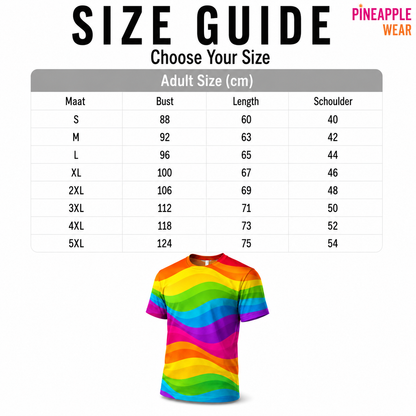 Rainbow Stripe 3D Print T-Shirt – Waves | S–5XL | Polyester