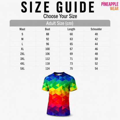 Rainbow Stripe 3D Print T-Shirt – Blocked | S–5XL | Polyester