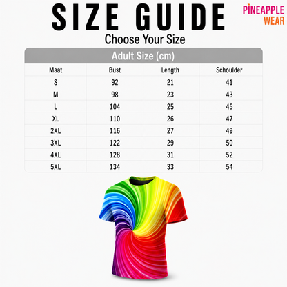 Rainbow 3D Print T-Shirt – Curved | S–5XL | Polyester