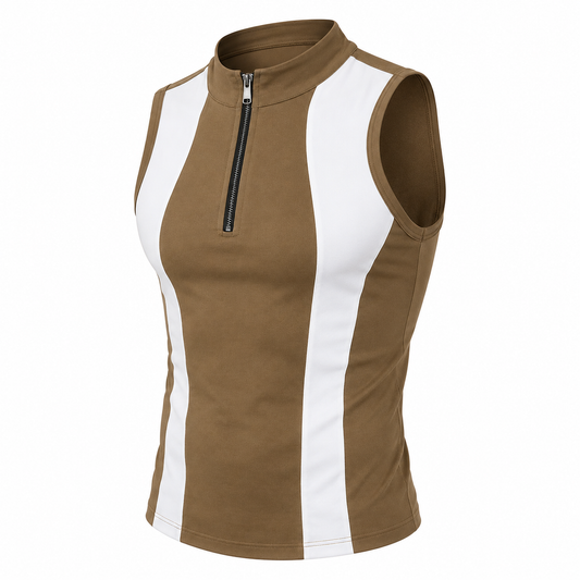 Spliced Colourblock Tank Top | Zipper Detail | 3 Colours | S–3XL