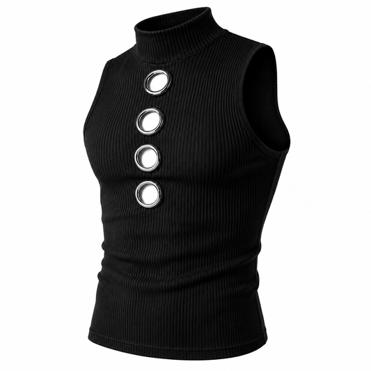 Hollow Out Knitted Tank Top | Turtleneck | 3 Colours | S–5XL