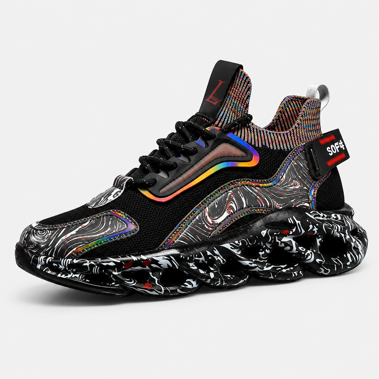 Classic Low-Top Sneakers | Black Rainbow | EU 39–48