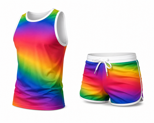Rainbow Pride Set – Matching Tank Top & Swim Trunks | M–XL