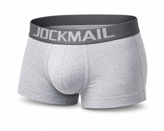 Low-Rise Boxer Brief with Inner Ring – Black, Gray & White | M–2XL | Cotton & Lycra