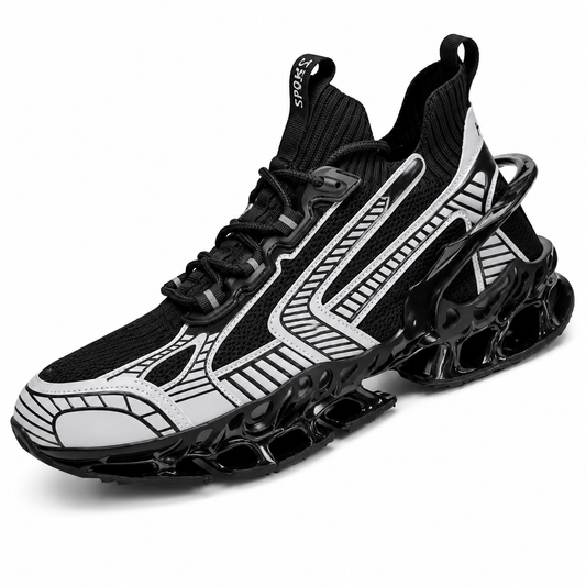 Geometric Fabric Sneaker | Premium Colourways | Black/Silver | EU 39–46