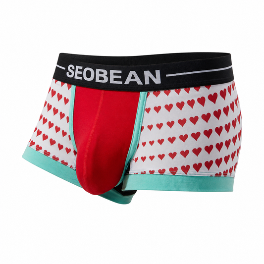 Heart Print Boxer Brief – 4 Colours | M–2XL | Polyester & Lycra